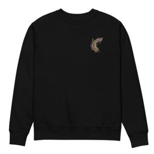 Multicolored feather with embroidery - Unisex eco sweatshirt