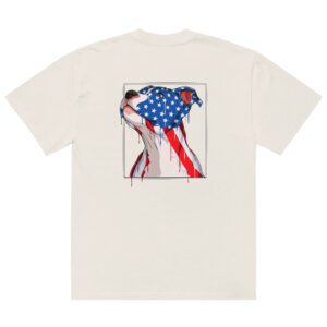 Pit Bull Dog Head with USA Flag – Oversized faded t-shirt