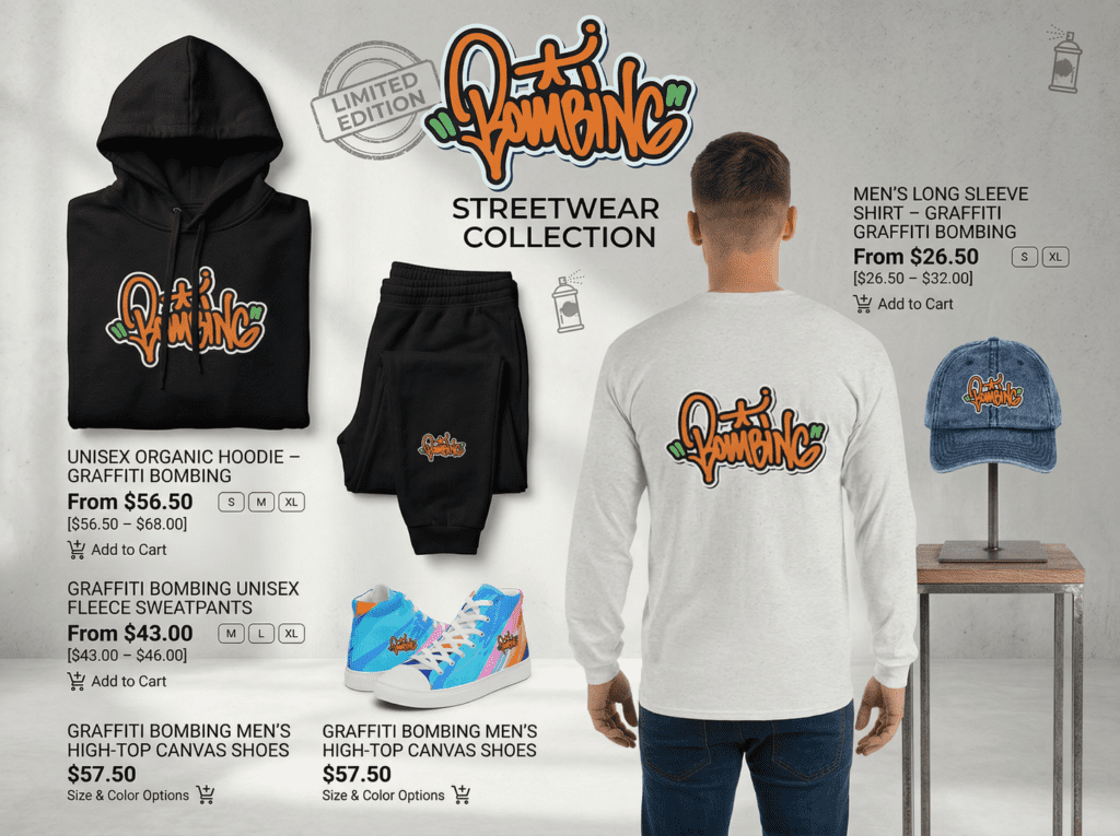 Graffiti bombing casual clothing set example