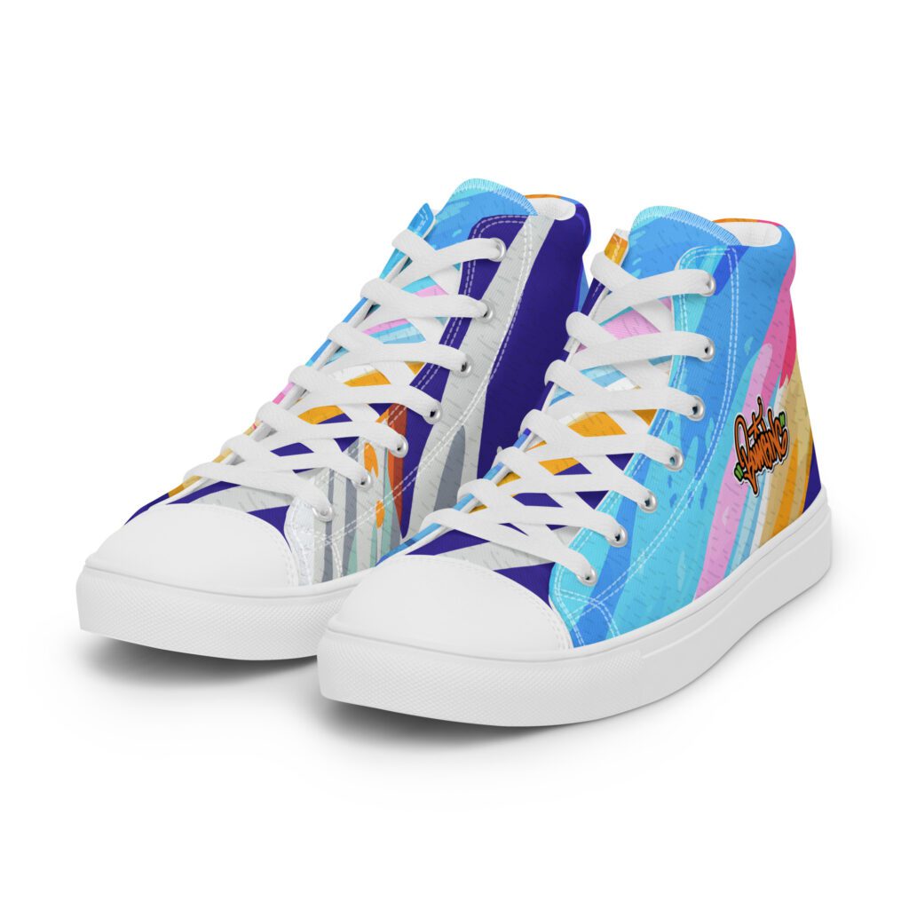 Graffiti Bombing Men’s high top canvas shoes
