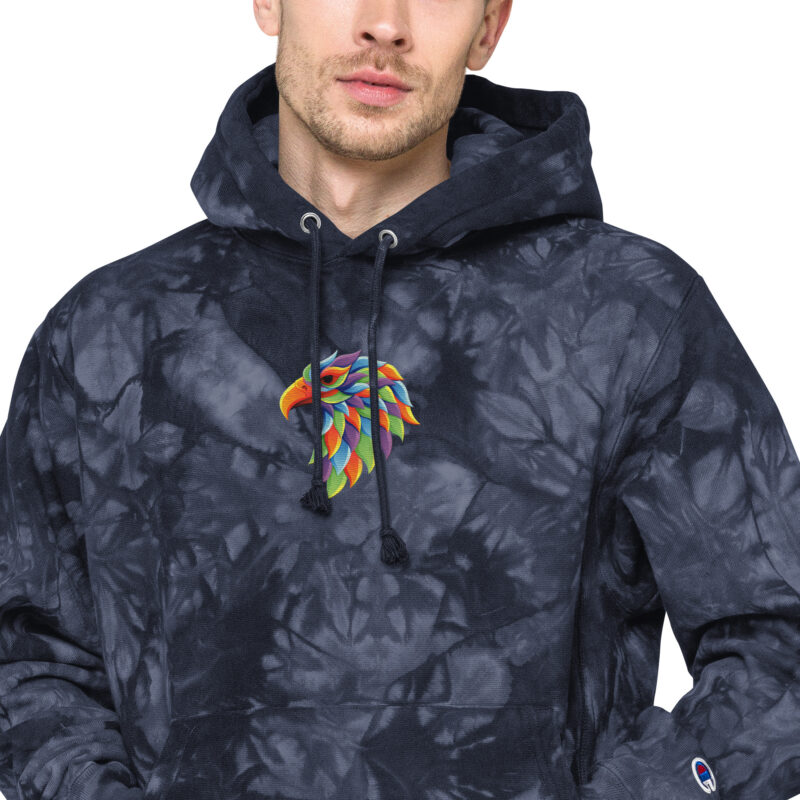 Eagle head mascot - Unisex Champion tie-dye hoodie