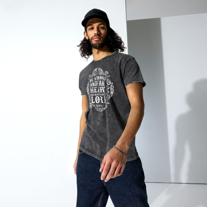 Be Strong and Waite The Lord, white – Denim T-Shirt Be Strong and Waite The Lord, white – Denim T-Shirt