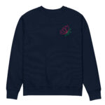 Flamingo-colored rose with embroidery – Unisex eco sweatshirt