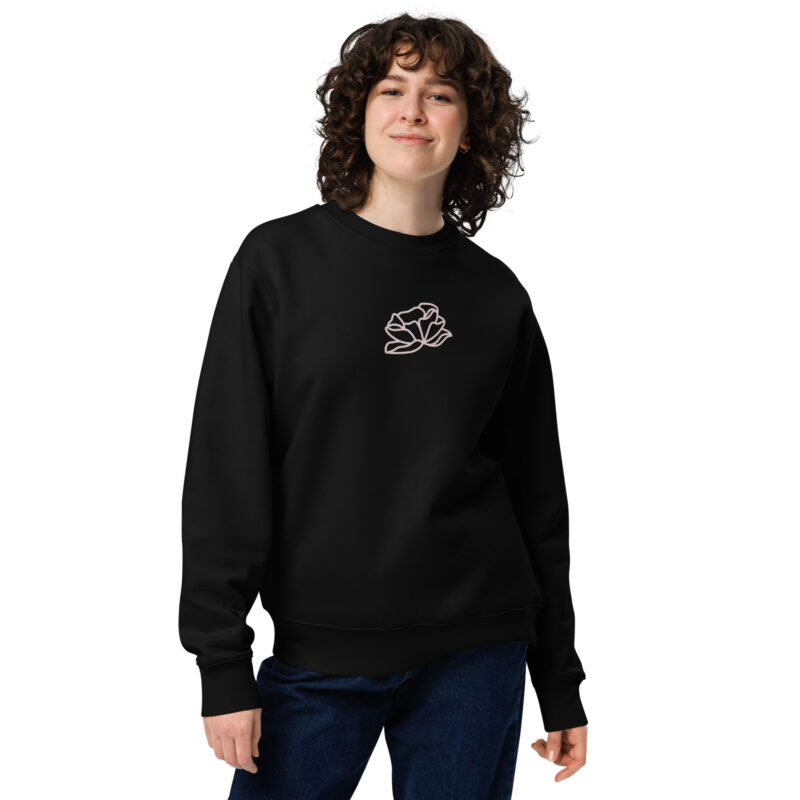 Flower in Misty Rose color with embroidery – Unisex eco sweatshirt 4