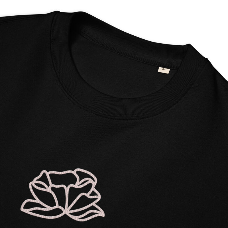 Flower in Misty Rose color with embroidery – Unisex eco sweatshirt 8