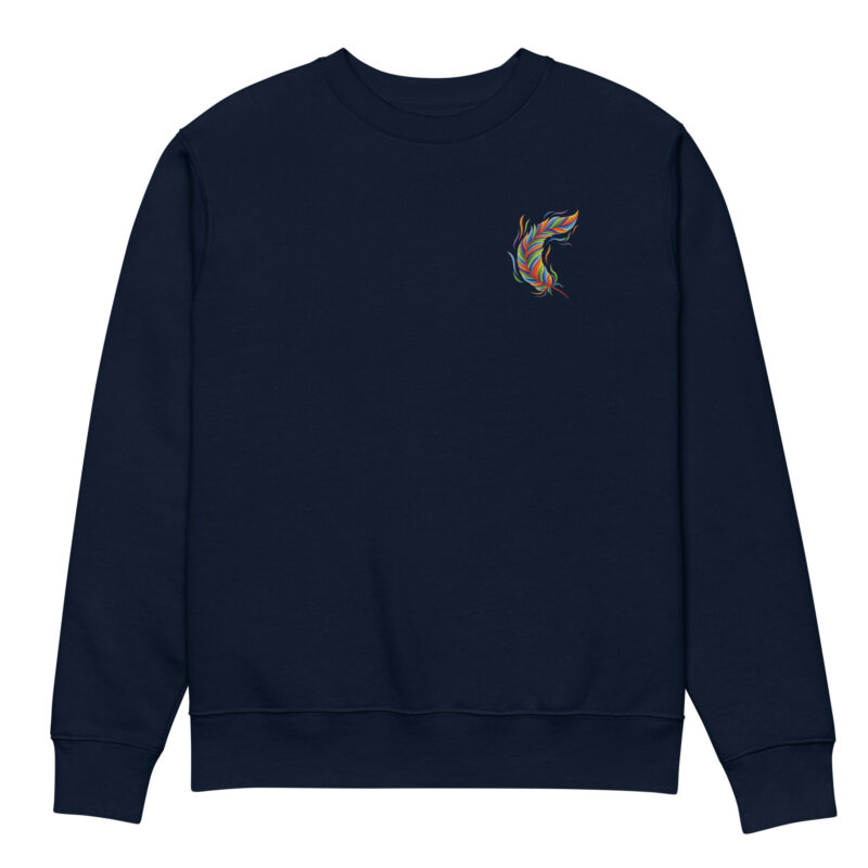 Multicolored feather with embroidery - Unisex eco sweatshirt 10