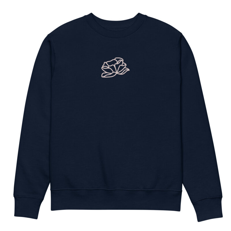 Flower in Misty Rose color with embroidery – Unisex eco sweatshirt 9