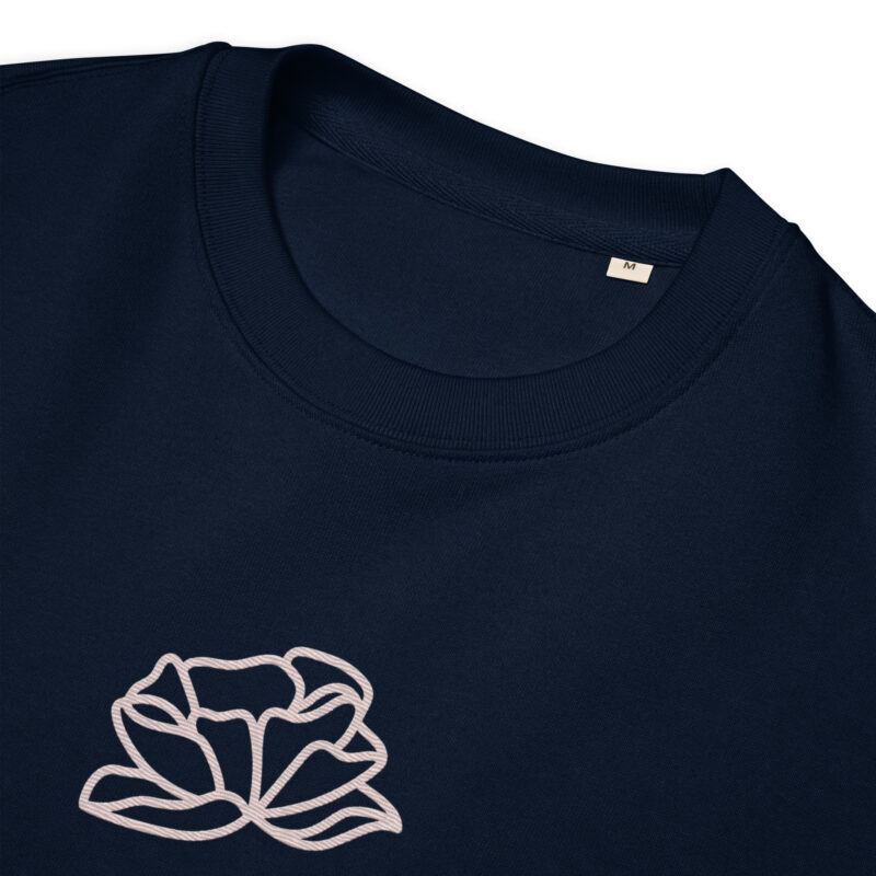 Flower in Misty Rose color with embroidery – Unisex eco sweatshirt 14