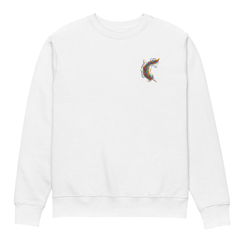 Multicolored feather with embroidery - Unisex eco sweatshirt 11
