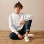 Flower in Misty Rose color with embroidery – Unisex eco sweatshirt 21