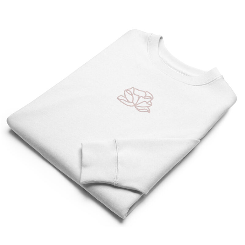 Flower in Misty Rose color with embroidery – Unisex eco sweatshirt 22