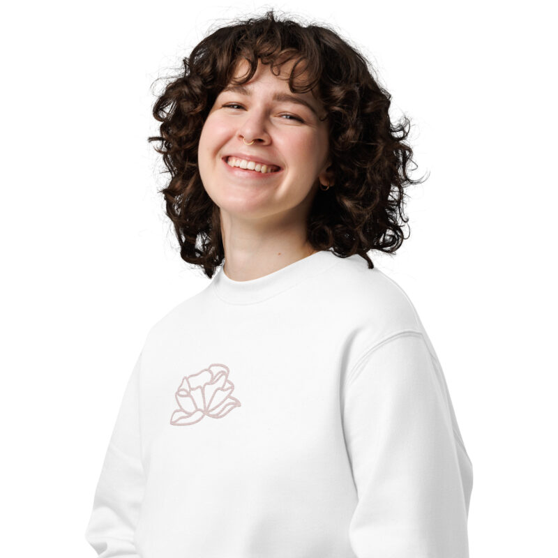 Flower in Misty Rose color with embroidery – Unisex eco sweatshirt 17