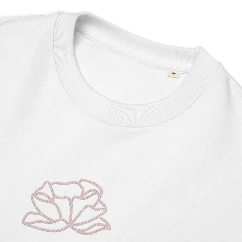 Flower in Misty Rose color with embroidery – Unisex eco sweatshirt 20