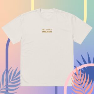 This world is unrelatable – Oversized faded t-shirt with embroidery