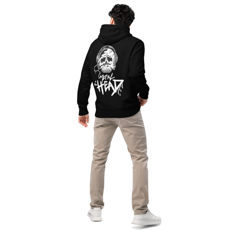 Skull using headphone – Unisex essential eco hoodie 6