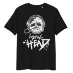 Skull using headphone – Unisex organic cotton t-shirt