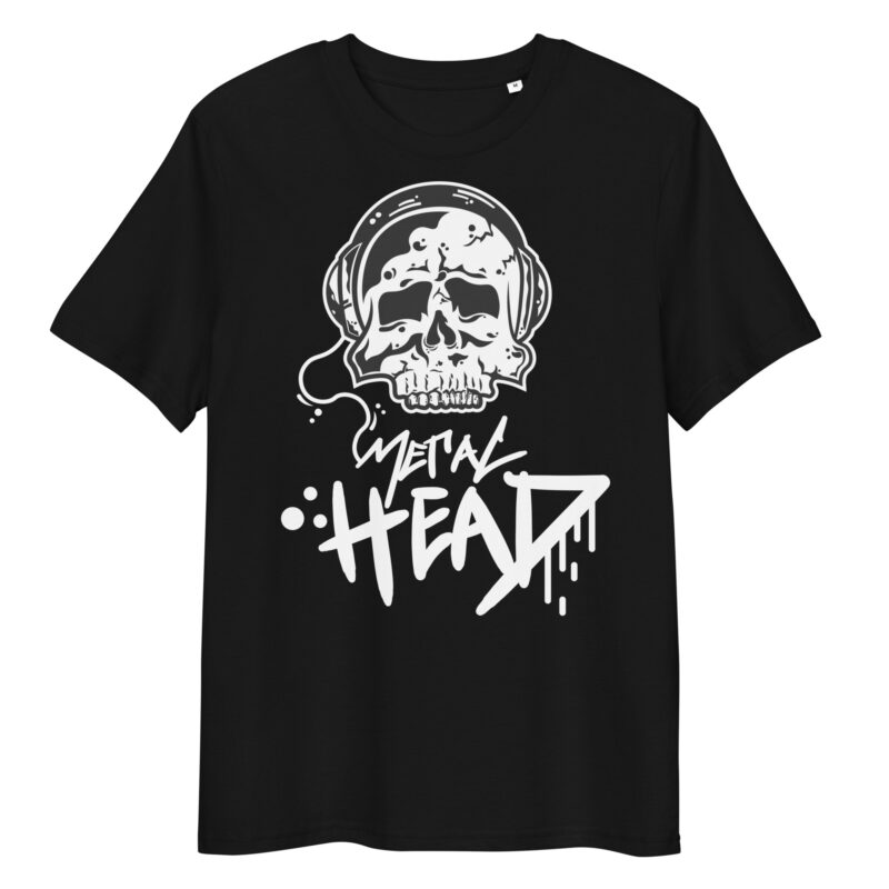 Skull using headphone – Unisex organic cotton t-shirt