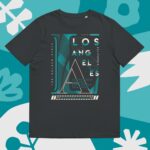 California tropical sunset – Unisex organic ribbed neck t-shirt 3