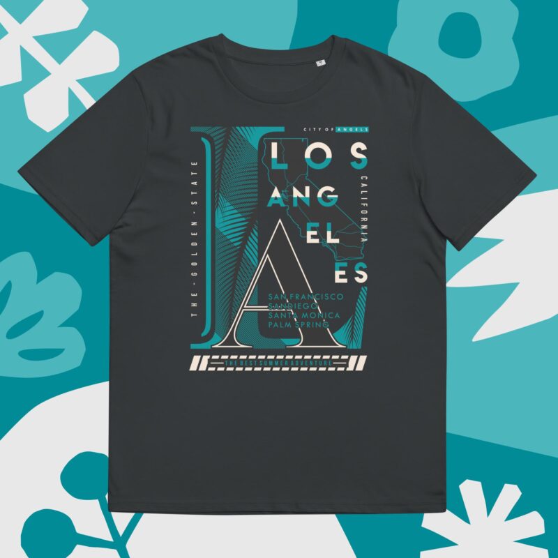 California tropical sunset – Unisex organic ribbed neck t-shirt 3