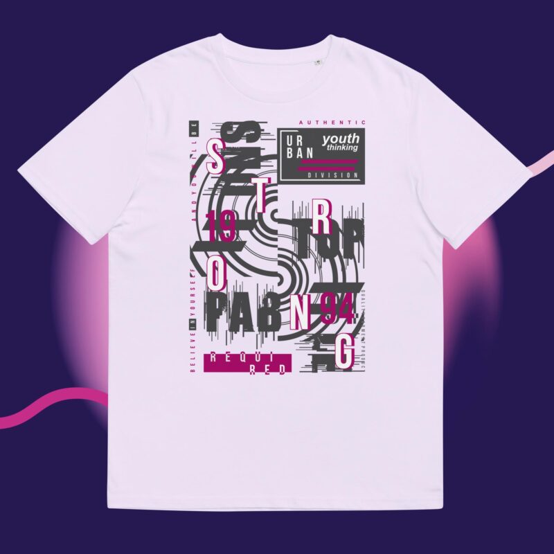 Unstoppable slogan lettering – Unisex organic ribbed neck t-shirt lavender