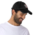 Evil skull with cross – Vintage Cotton Twill Cap with embroidery 3