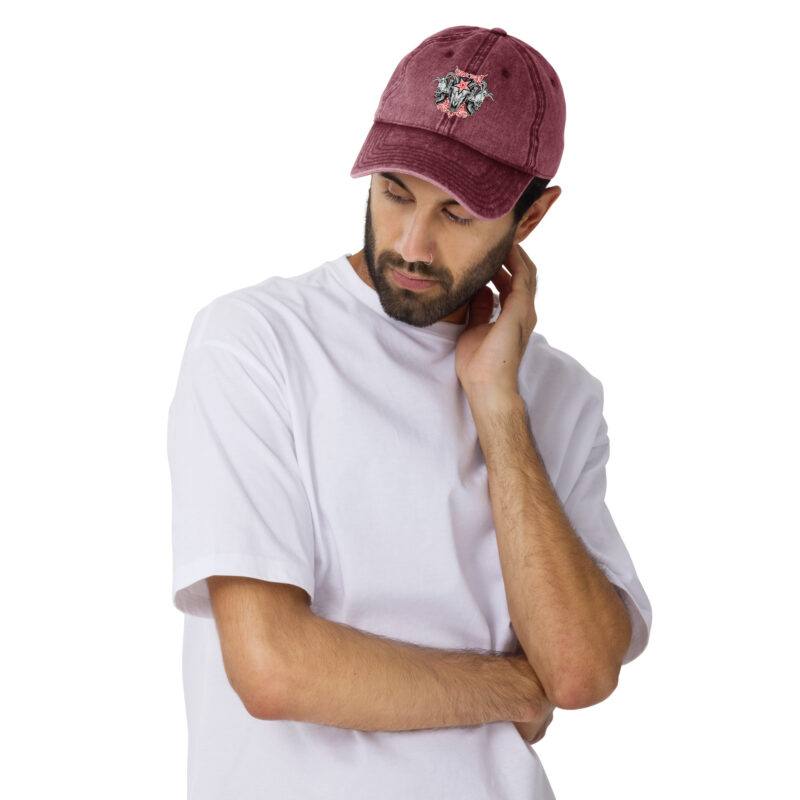 Evil skull with cross – Vintage Cotton Twill Cap with embroidery 6