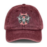Evil skull with cross – Vintage Cotton Twill Cap with embroidery 12