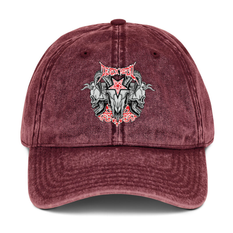 Evil skull with cross – Vintage Cotton Twill Cap with embroidery 12