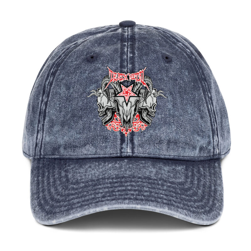 Evil skull with cross – Vintage Cotton Twill Cap with embroidery 9