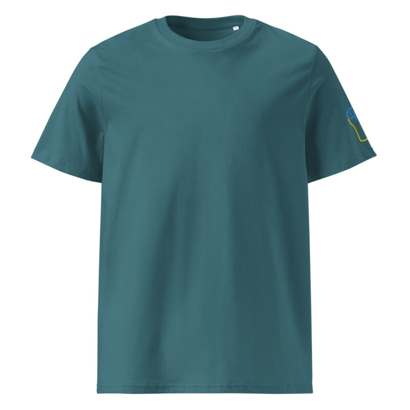 Two-tone fist with embroidery – Unisex organic ribbed neck t-shirt 12