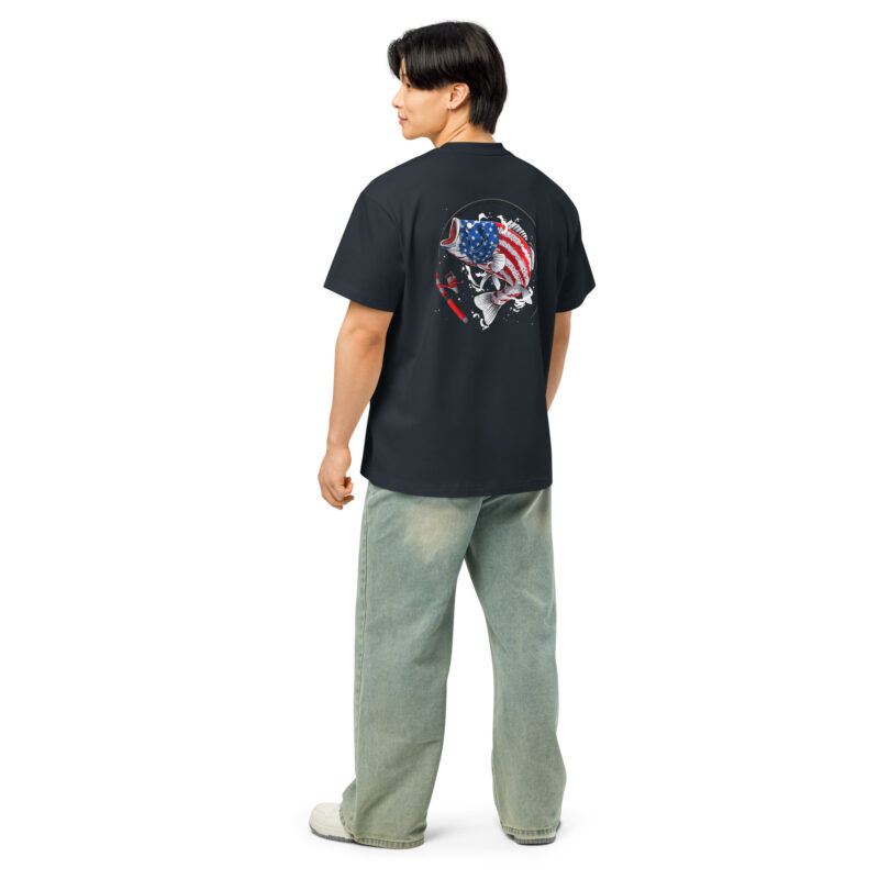 Largemouth Bass Fish in USA Flag Pattern – Men’s box tee 5