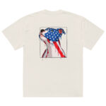 Pit Bull Dog Head with USA Flag – Oversized faded t-shirt