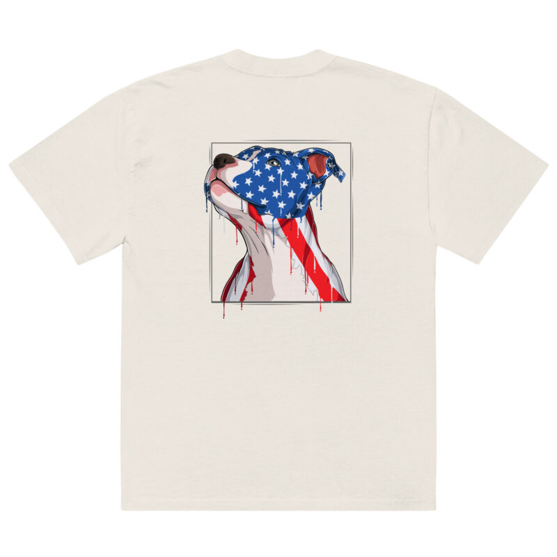 Pit Bull Dog Head with USA Flag – Oversized faded t-shirt Pit Bull Dog Head with USA Flag – Oversized faded t-shirt