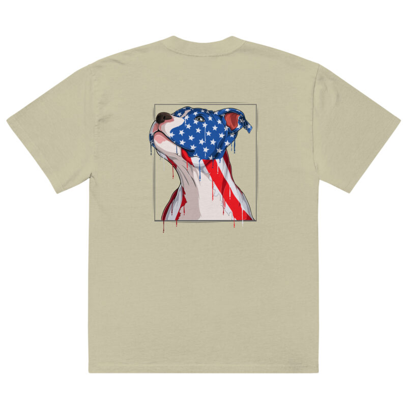 Pit Bull Dog Head with USA Flag – Oversized faded t-shirt 9