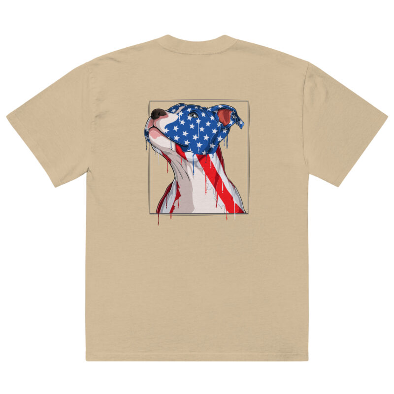 Pit Bull Dog Head with USA Flag – Oversized faded t-shirt 7