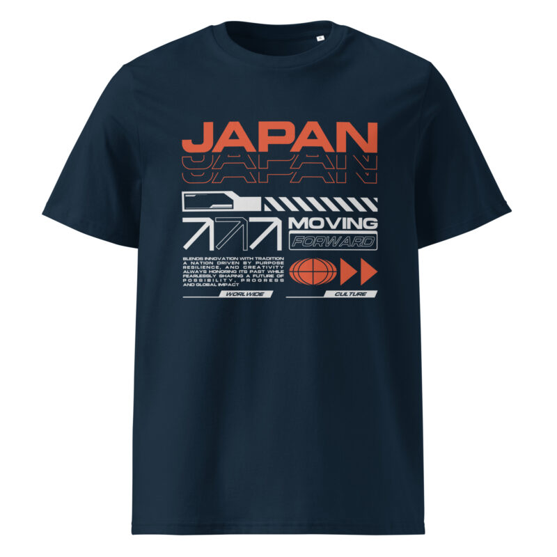 Japan Moving Forward Graphic Tee – Organic Unisex Ribbed Neck T-Shirt 9