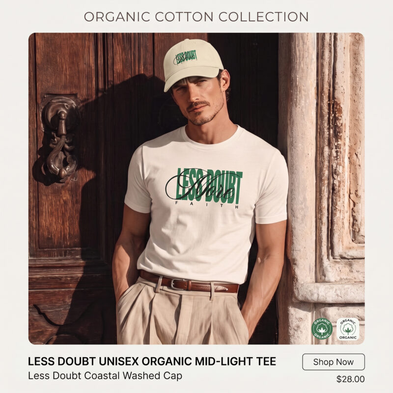 Less Doubt Unisex Organic Mid-Light Tee set cover